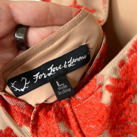 For Love & Lemons San Marco Lace Red Mini Dress Open Back - Picture 8 of 9